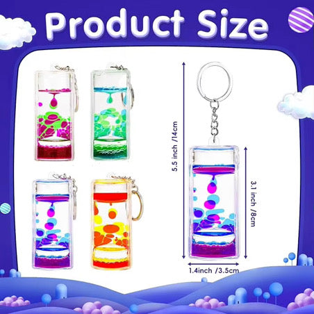 4 Piece Liquid Motion Keychain Set