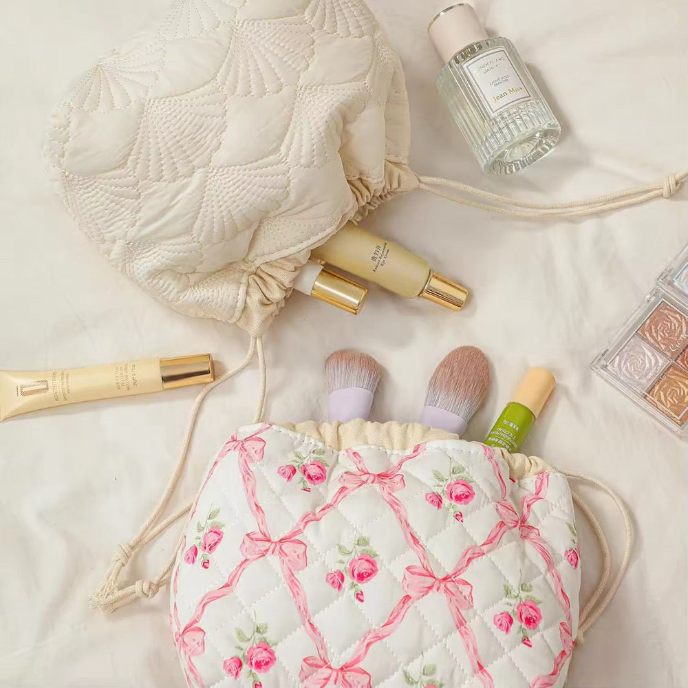 Quilted Drawstring Toiletry Bag