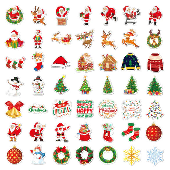 50 Piece Christmas Themed Vinyl Stickers