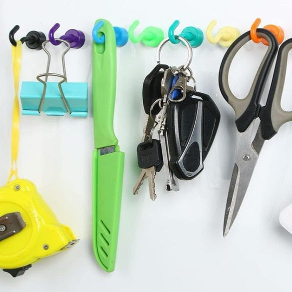 Colorful 10 Pack Magnetic Hooks