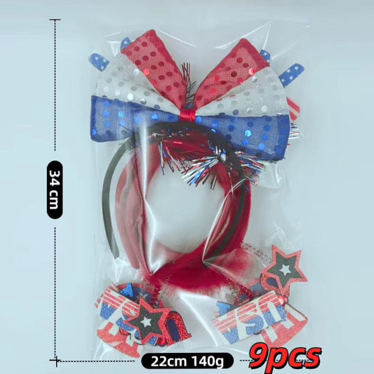 9 Piece Patriotic Headband Set
