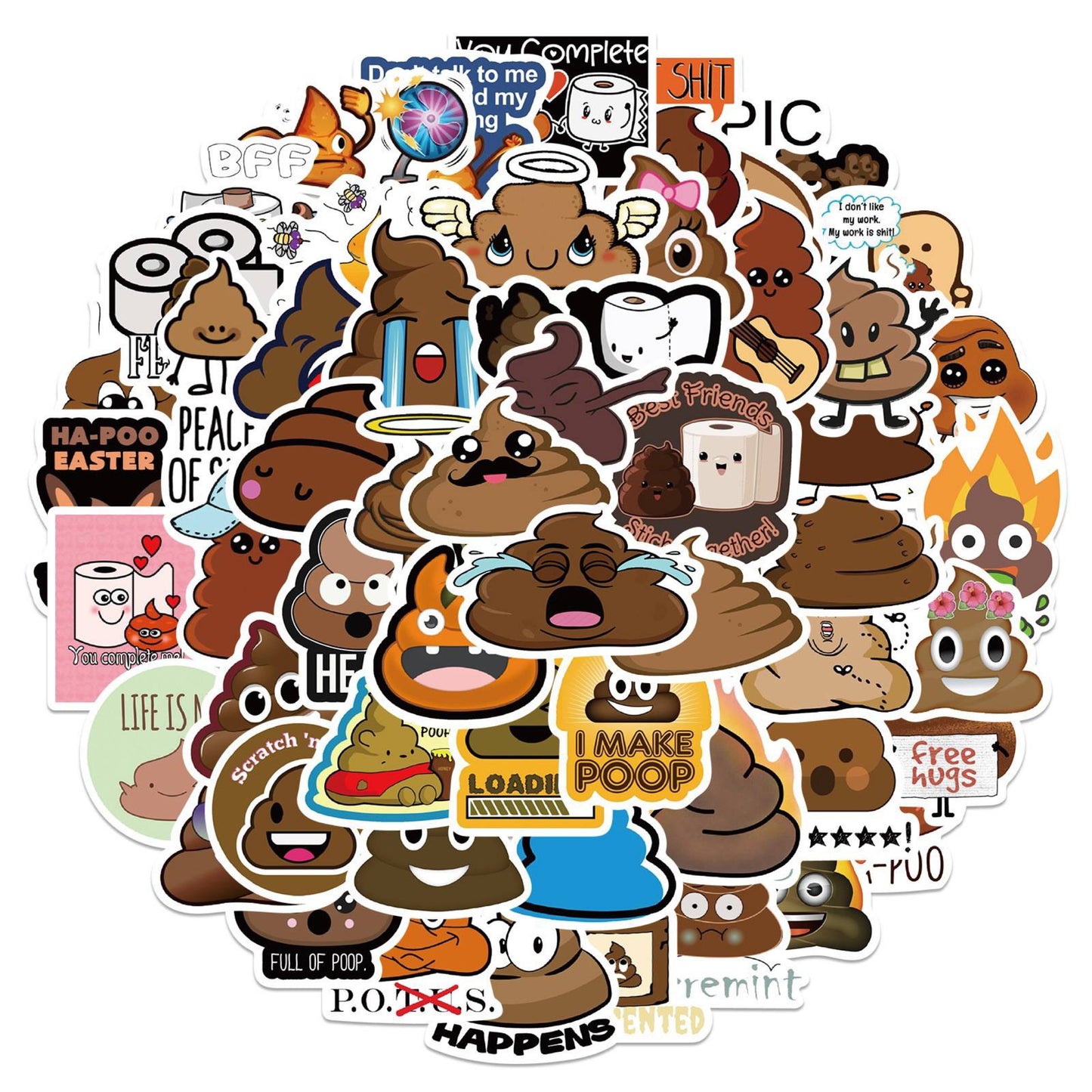 50 Piece Oh POO Vinyl Stickers