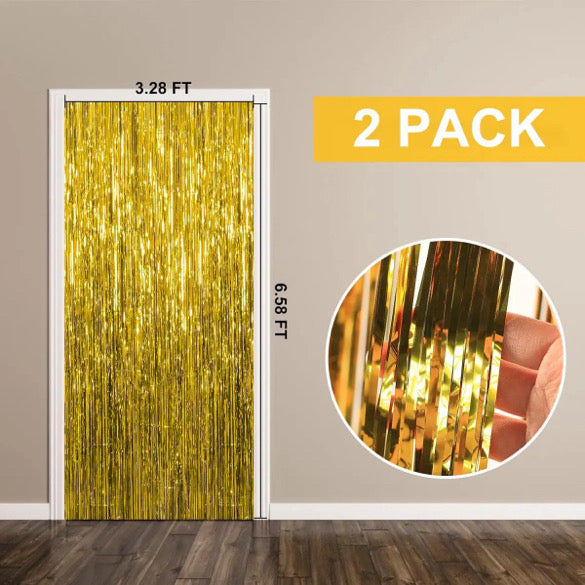 Festive 2 Piece Foil Curtain Set