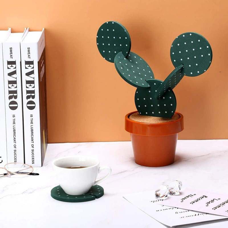 Flower pot cactus coasters