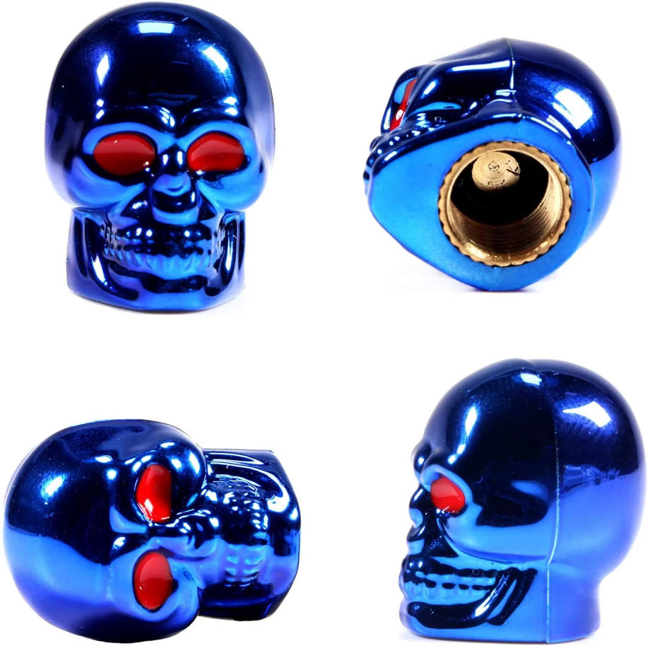 4 Piece Skull Shaped Valve Cap Set