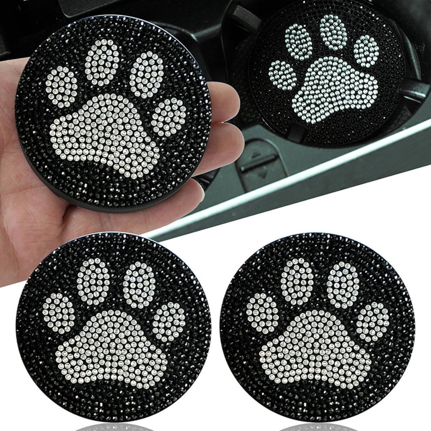 Studded Paw Print Car Coasters