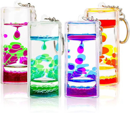 4 Piece Liquid Motion Keychain Set