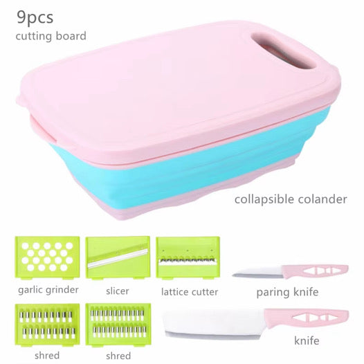 9 in 1 Collapsible Camping Cutting Board Set