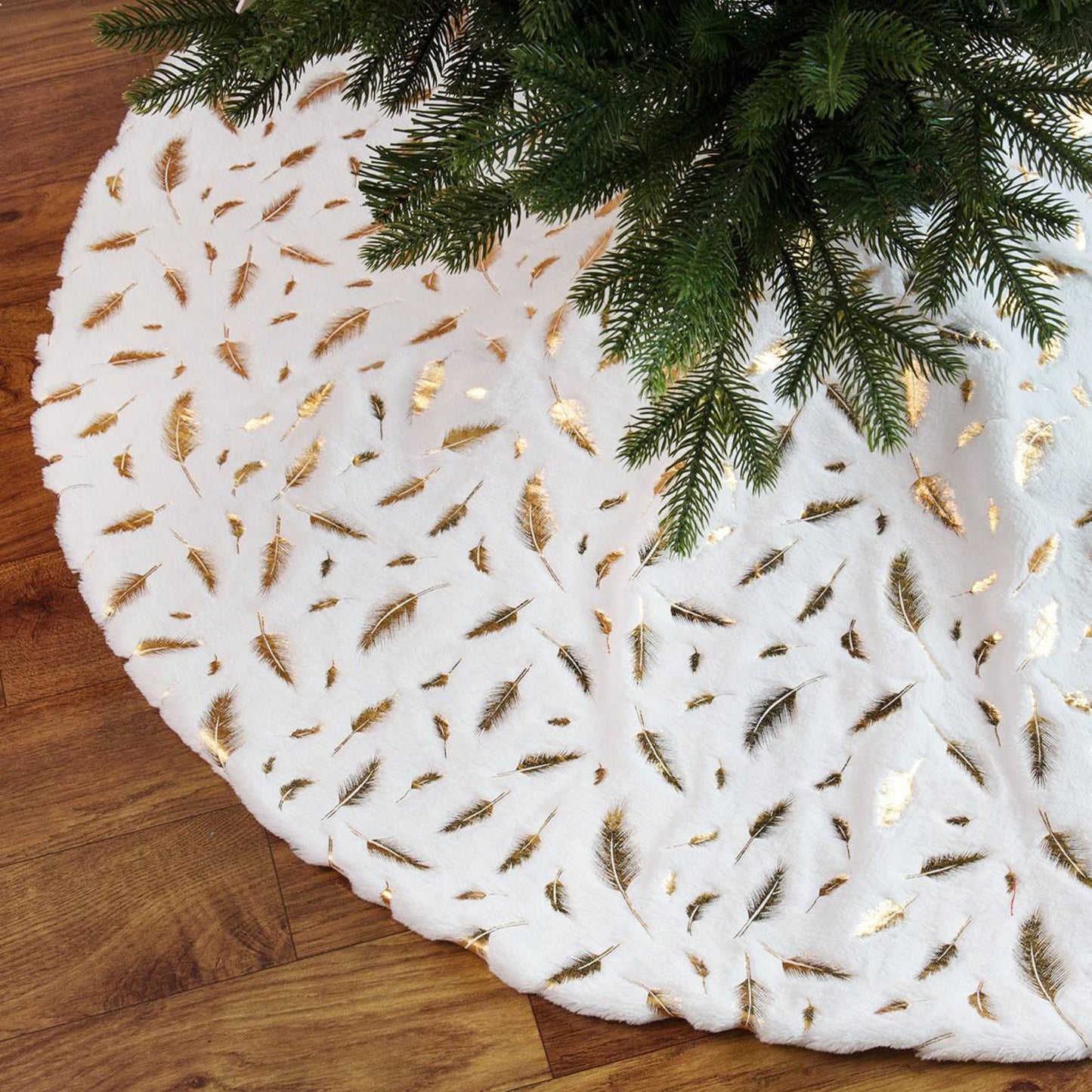 Gorgeous Feather Christmas Tree Skirt