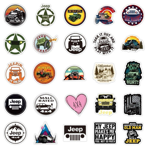 50 Piece Jeep Vinyl Stickers