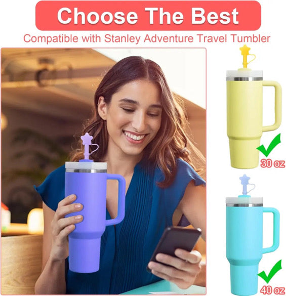 8 Piece Silicone Straw And Topper Set