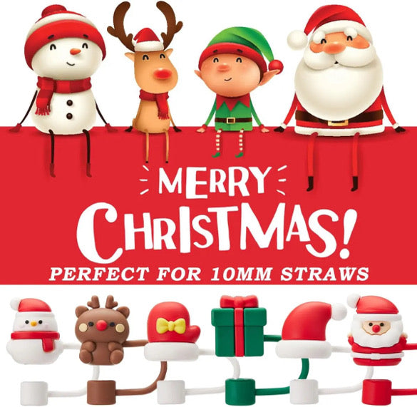 6 Piece Christmas Straw Toppers