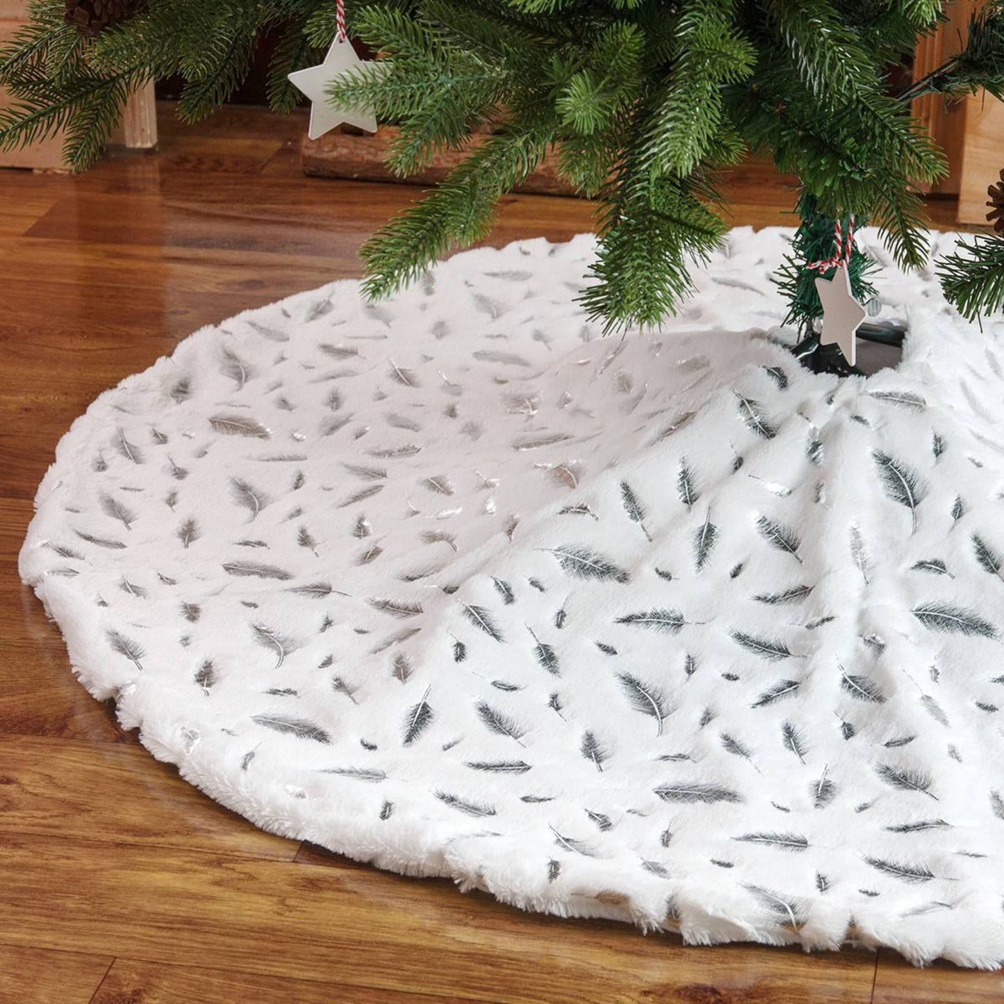 Gorgeous Feather Christmas Tree Skirt