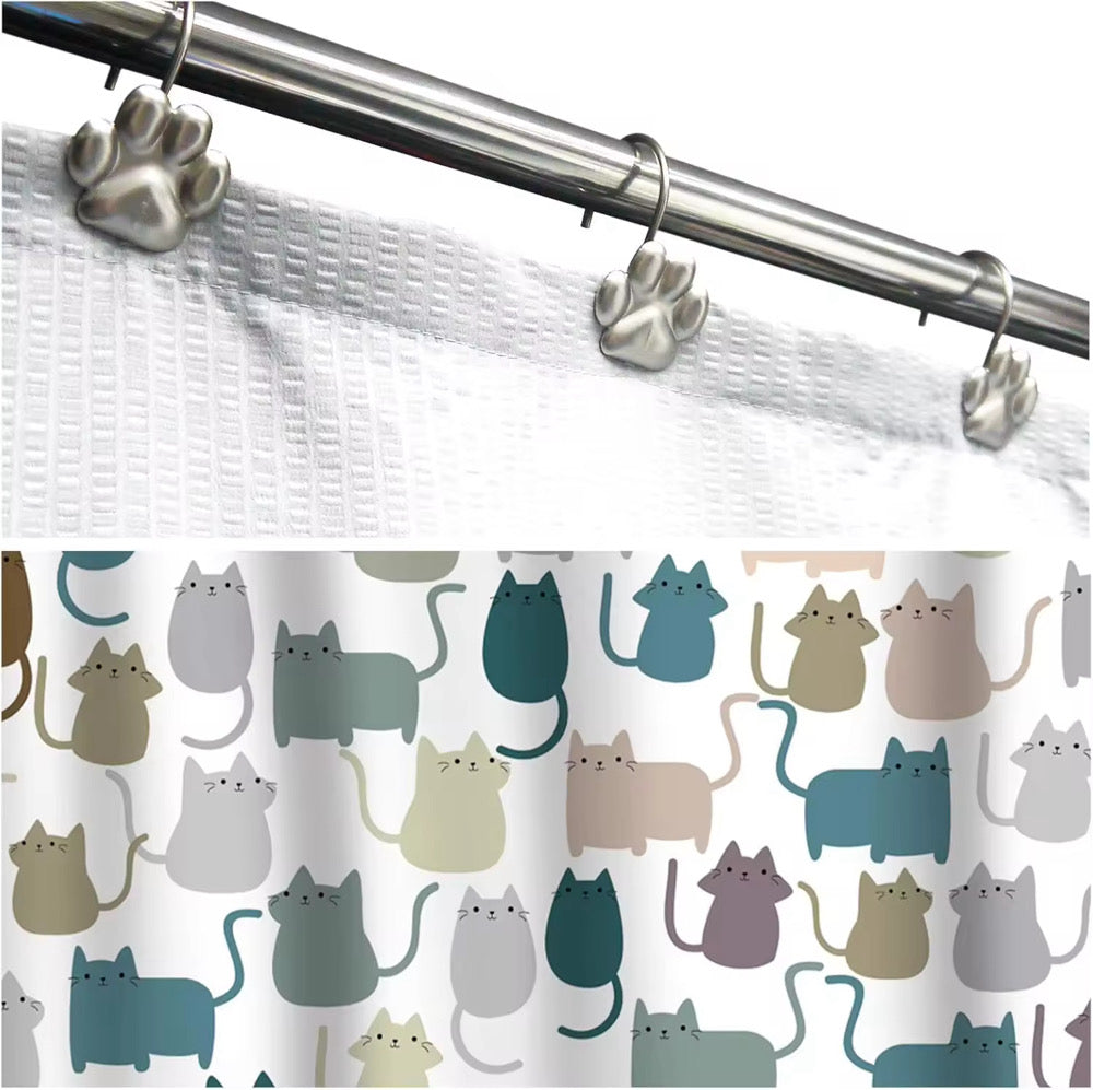 12 Piece Paw Print Shower Curtain Hooks