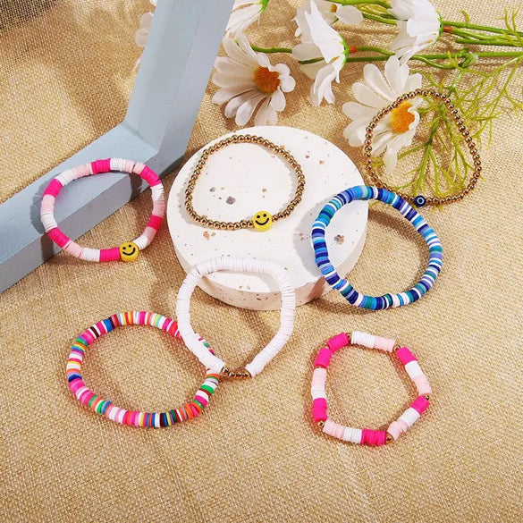7 Piece Smile Bracelet Stack