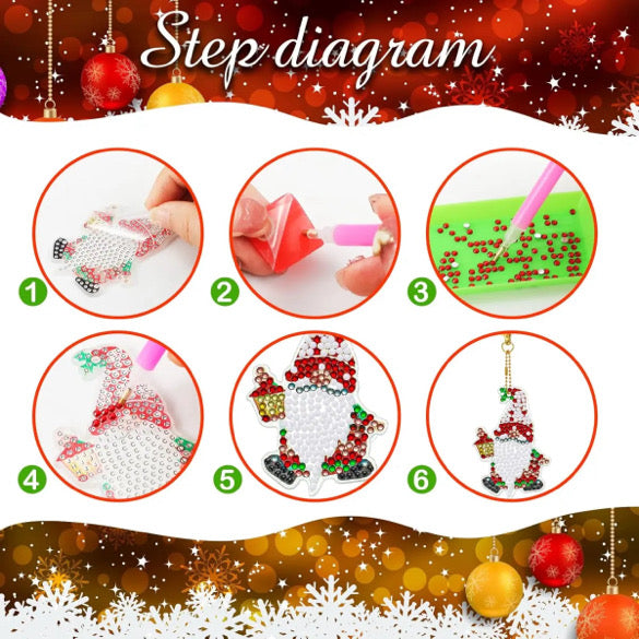 Gnomes 15 Piece Paint With Diamond Holiday Ornament Kit