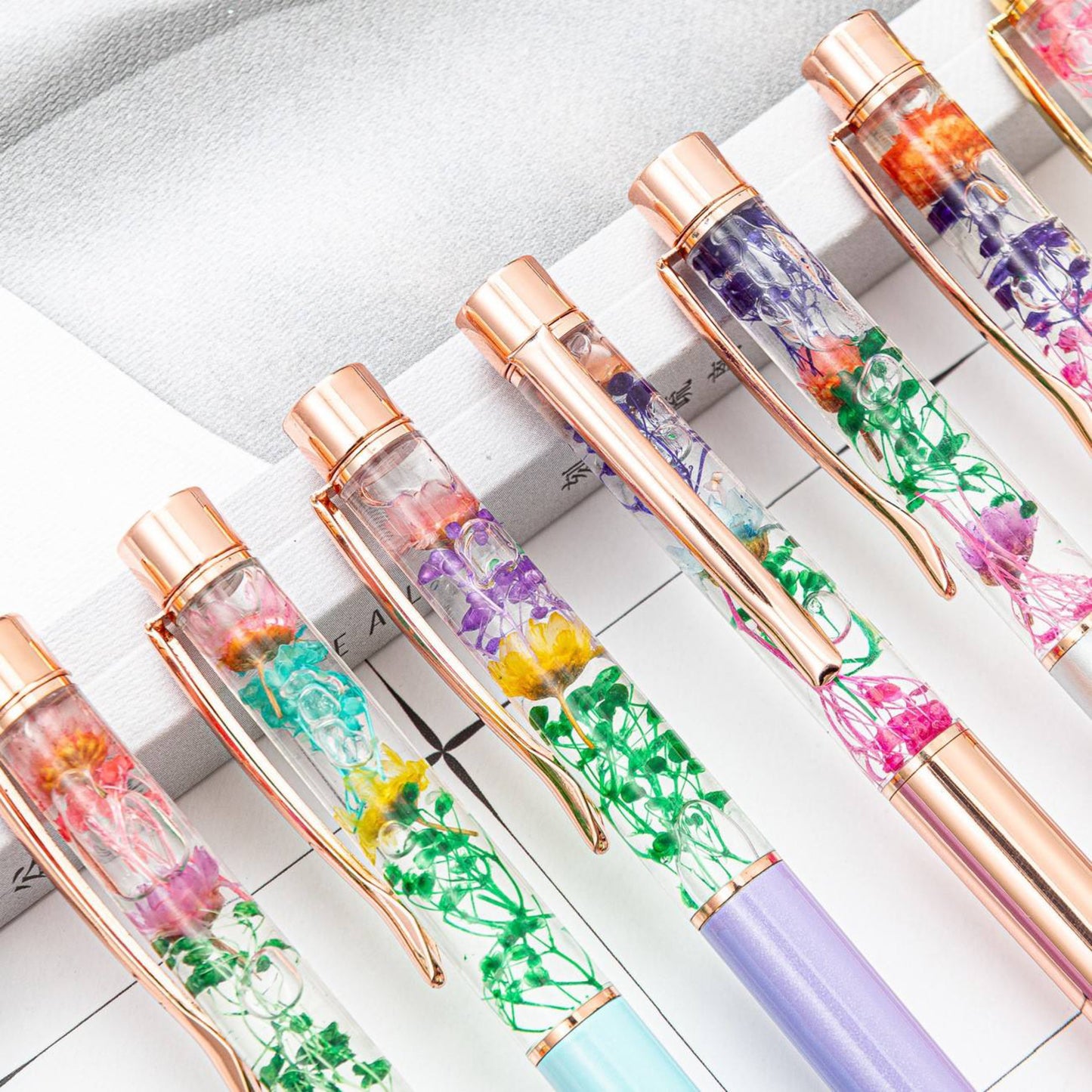 So Pretty Floating Flower 7 Piece Pen Set