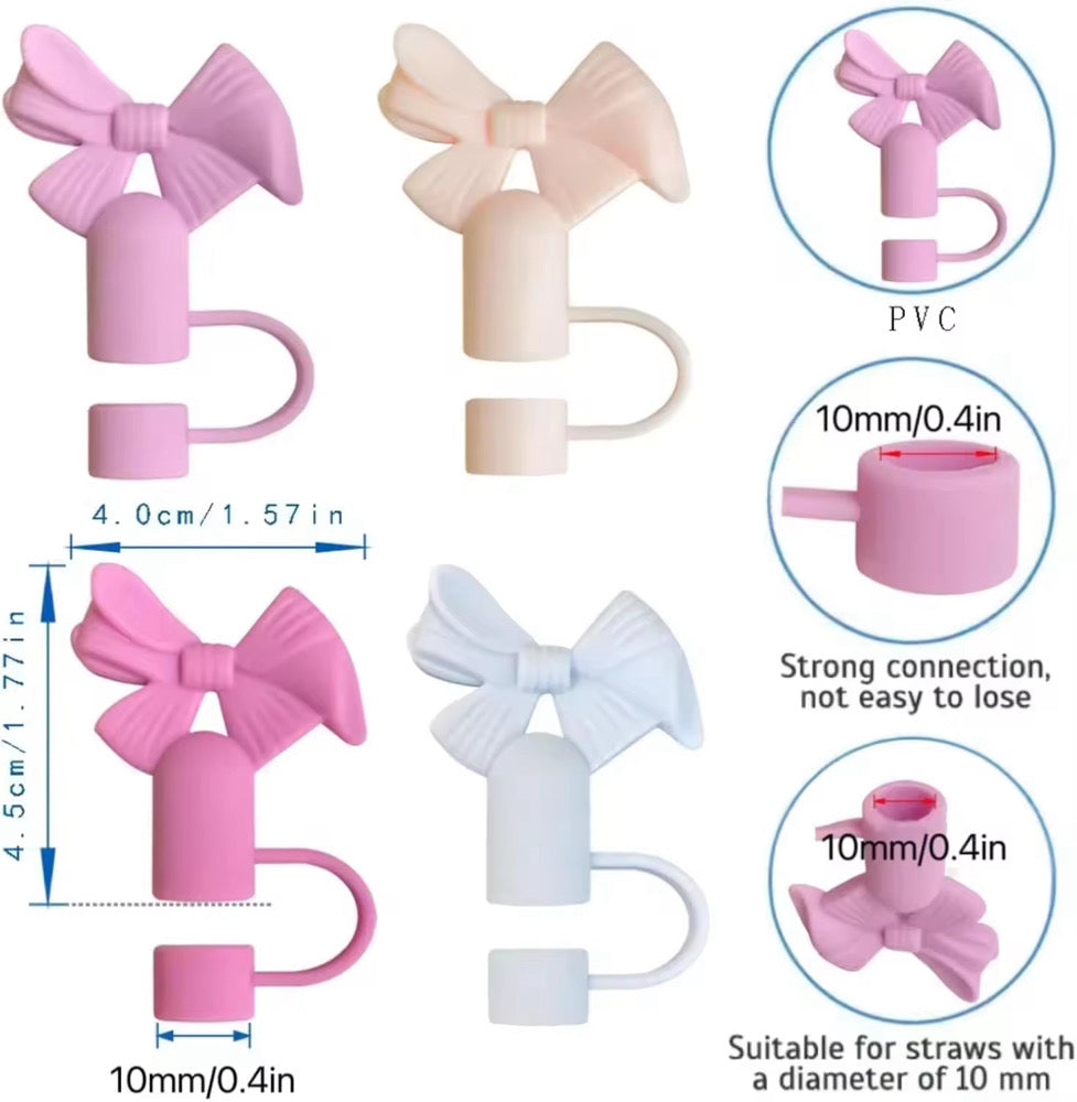 4 Piece Bow Straw Topper Set