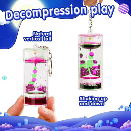 4 Piece Liquid Motion Keychain Set