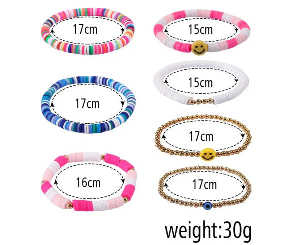 7 Piece Smile Bracelet Stack