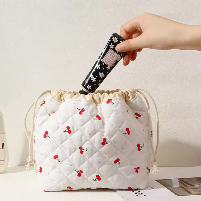 Quilted Drawstring Toiletry Bag