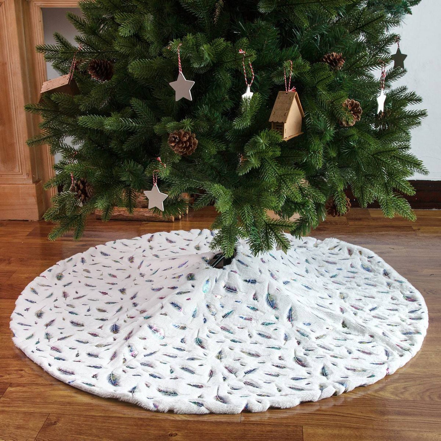 Gorgeous Feather Christmas Tree Skirt