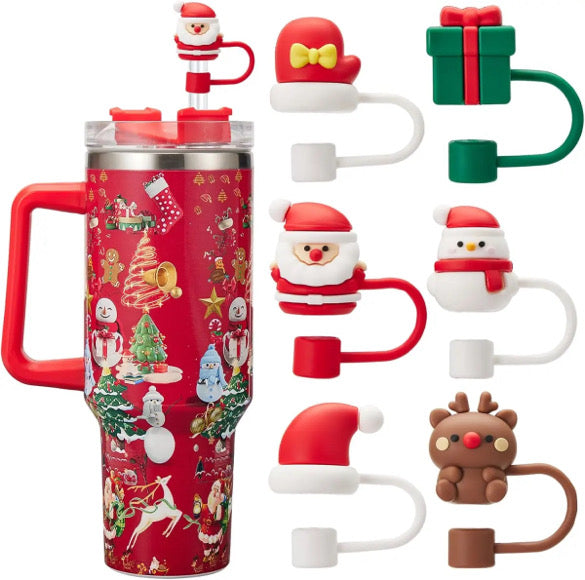6 Piece Christmas Straw Toppers