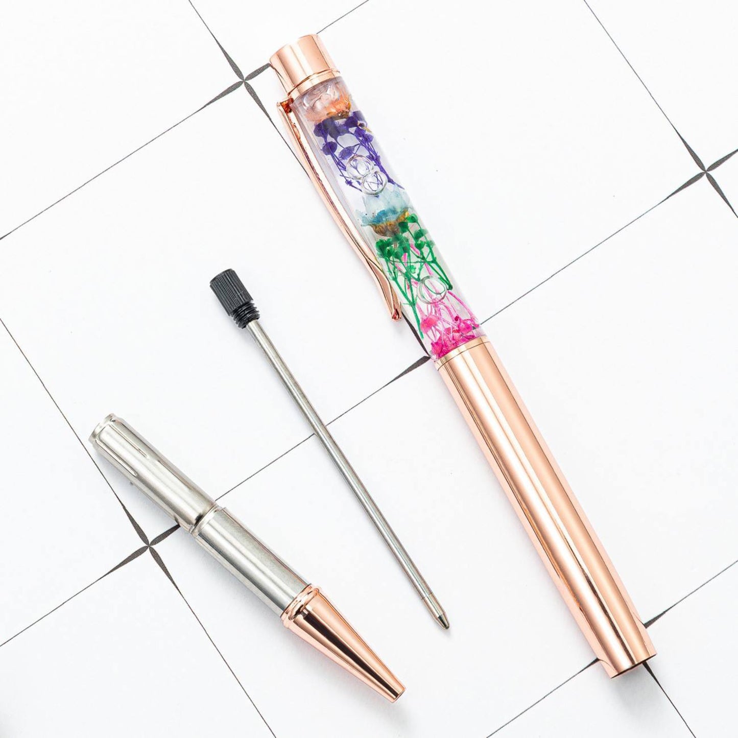So Pretty Floating Flower 7 Piece Pen Set