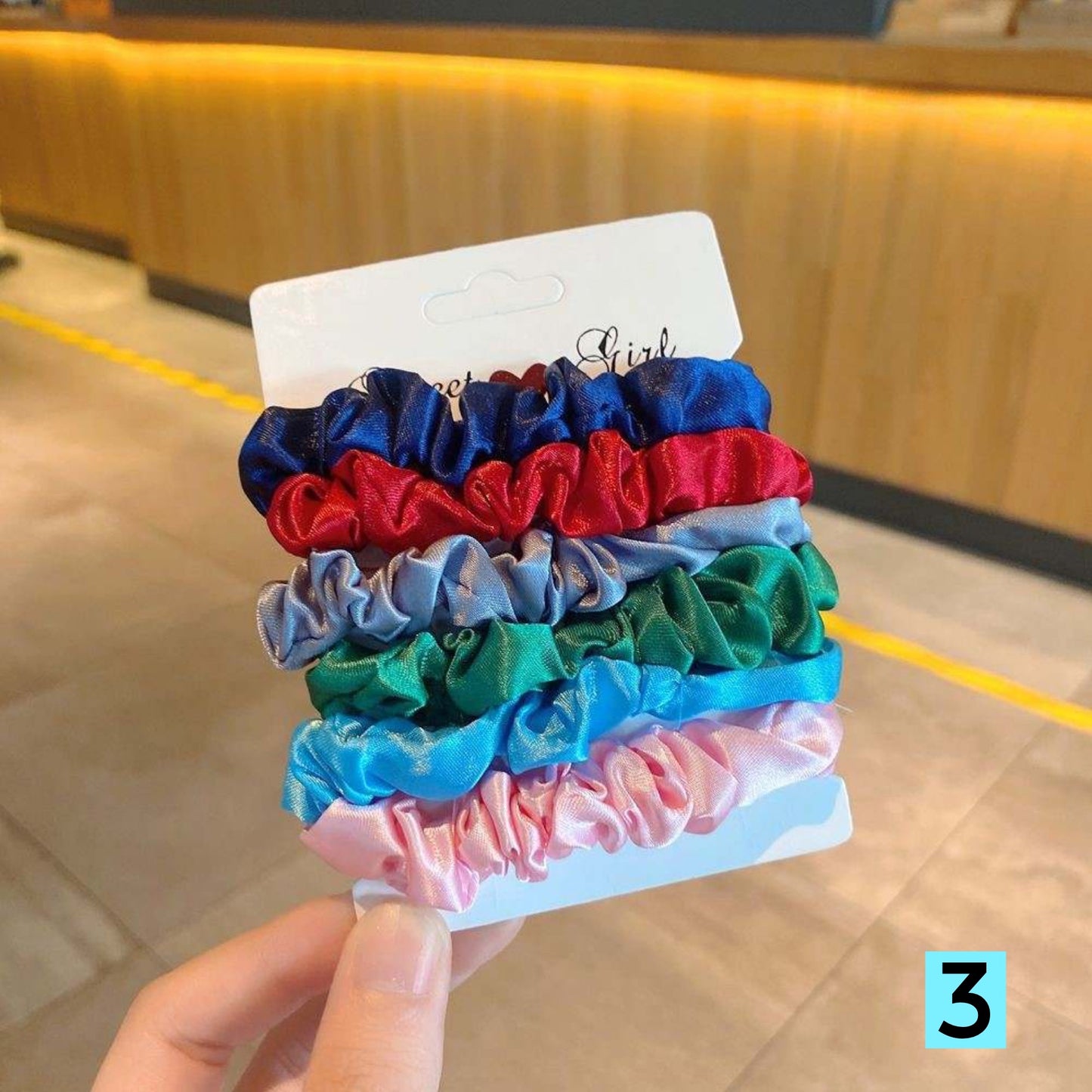 Set of 6 Satin Hair Elastics