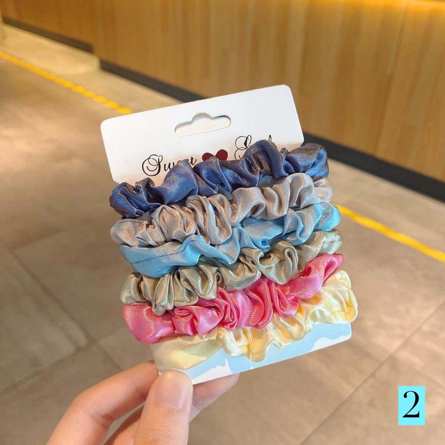 Set of 6 Satin Hair Elastics