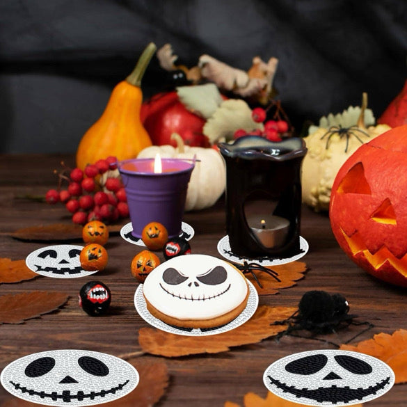 Scary Face DIY Halloween Themed Paint With Diamond Coaster Set