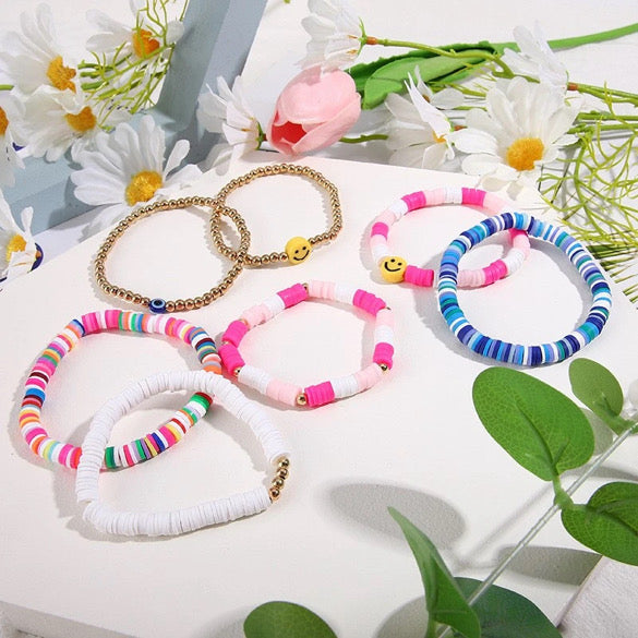 7 Piece Smile Bracelet Stack