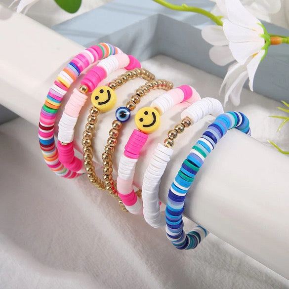 7 Piece Smile Bracelet Stack
