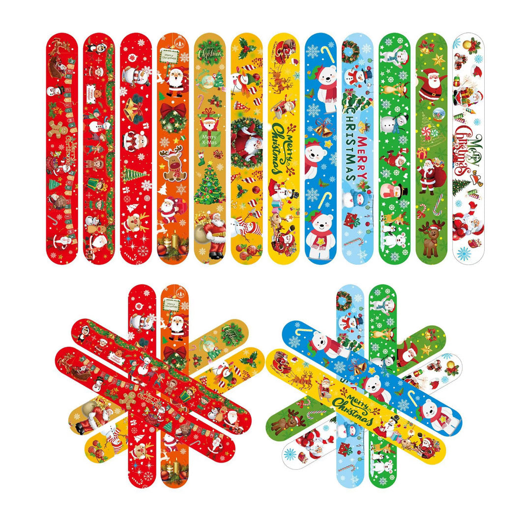 24 Piece Christmas Themed Slap Bracelet Set