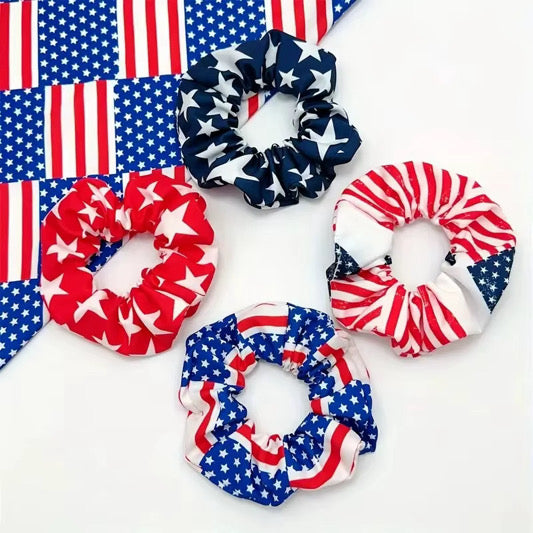4 Piece Patriotic Scrunchie Set.