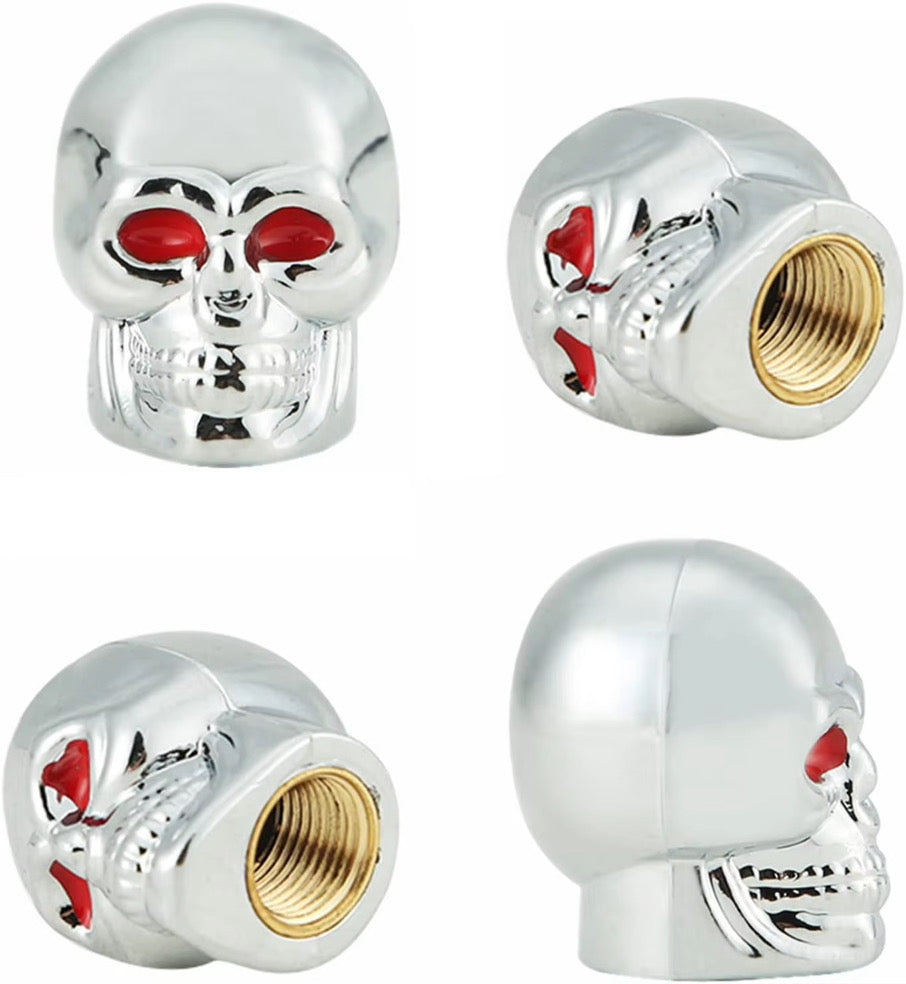4 Piece Skull Shaped Valve Cap Set