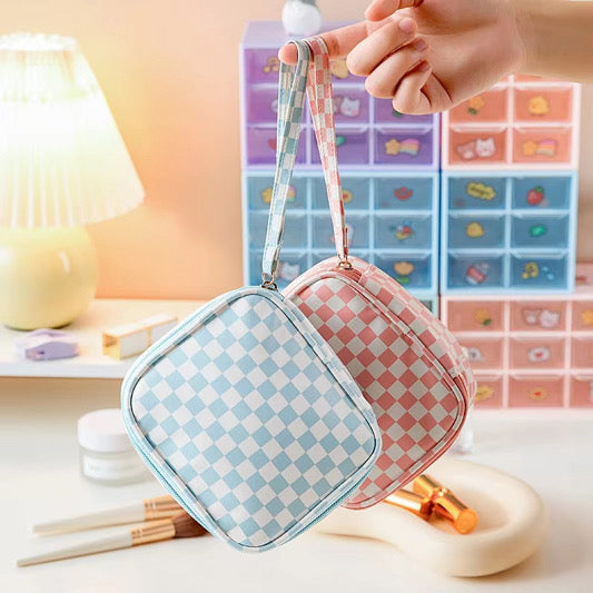Checkered Cosmetic Zip Up
