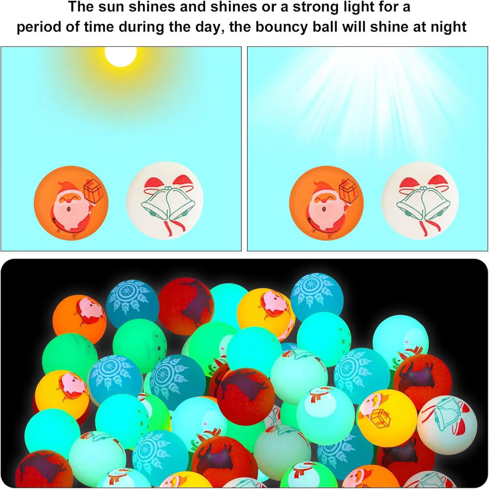 Glow In The Dark 50 Piece Christmas Bounce Balls