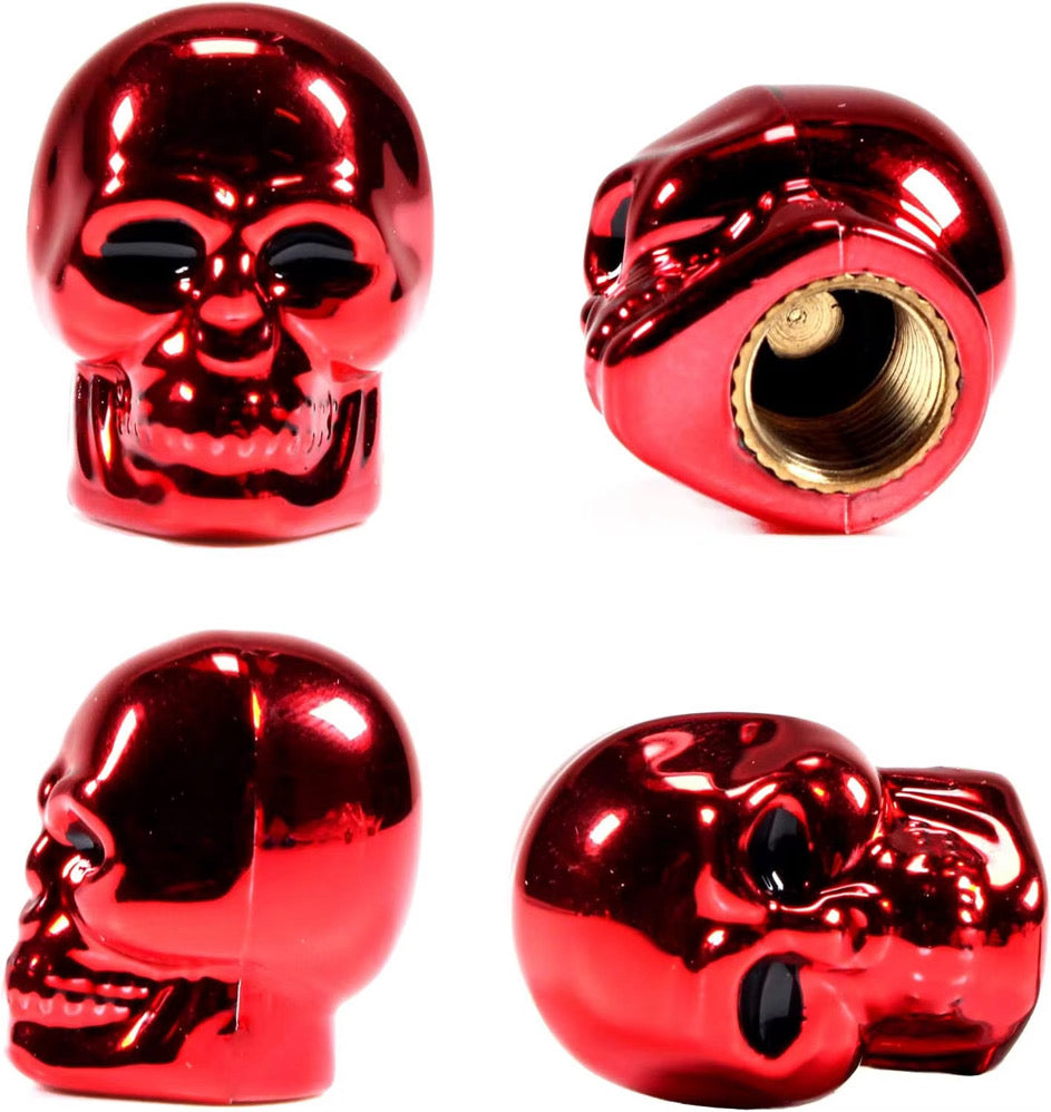 4 Piece Skull Shaped Valve Cap Set