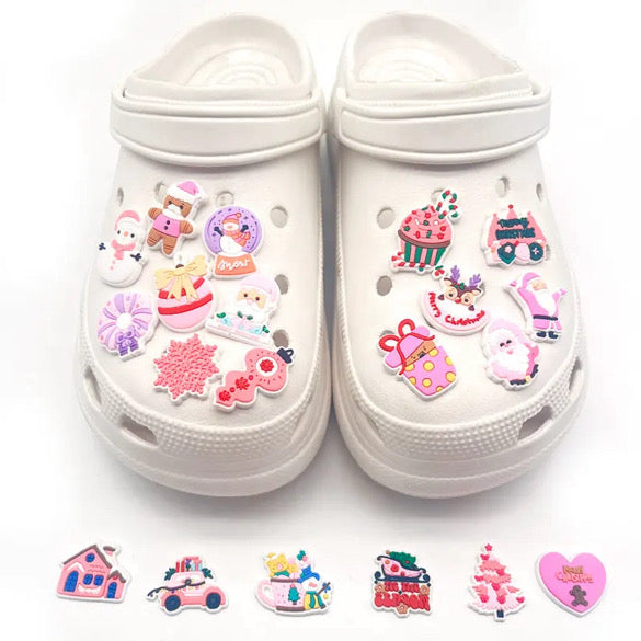 PINK Christmas Themed 20 Piece Shoe Charm Set