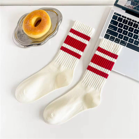 Retro Striped Crew Socks