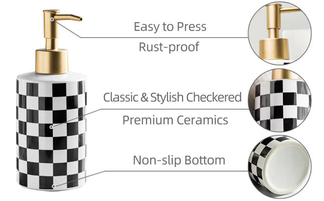 Check Yo’ Suds Checkered Soap Dispenser