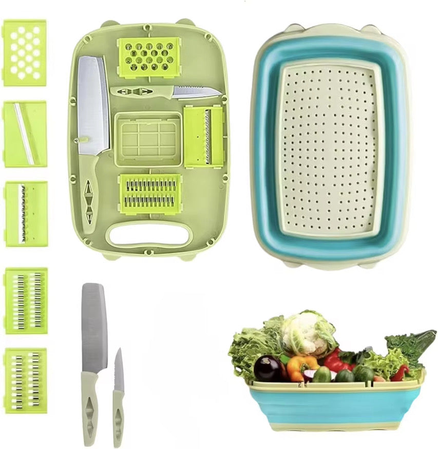 9 in 1 Collapsible Camping Cutting Board Set