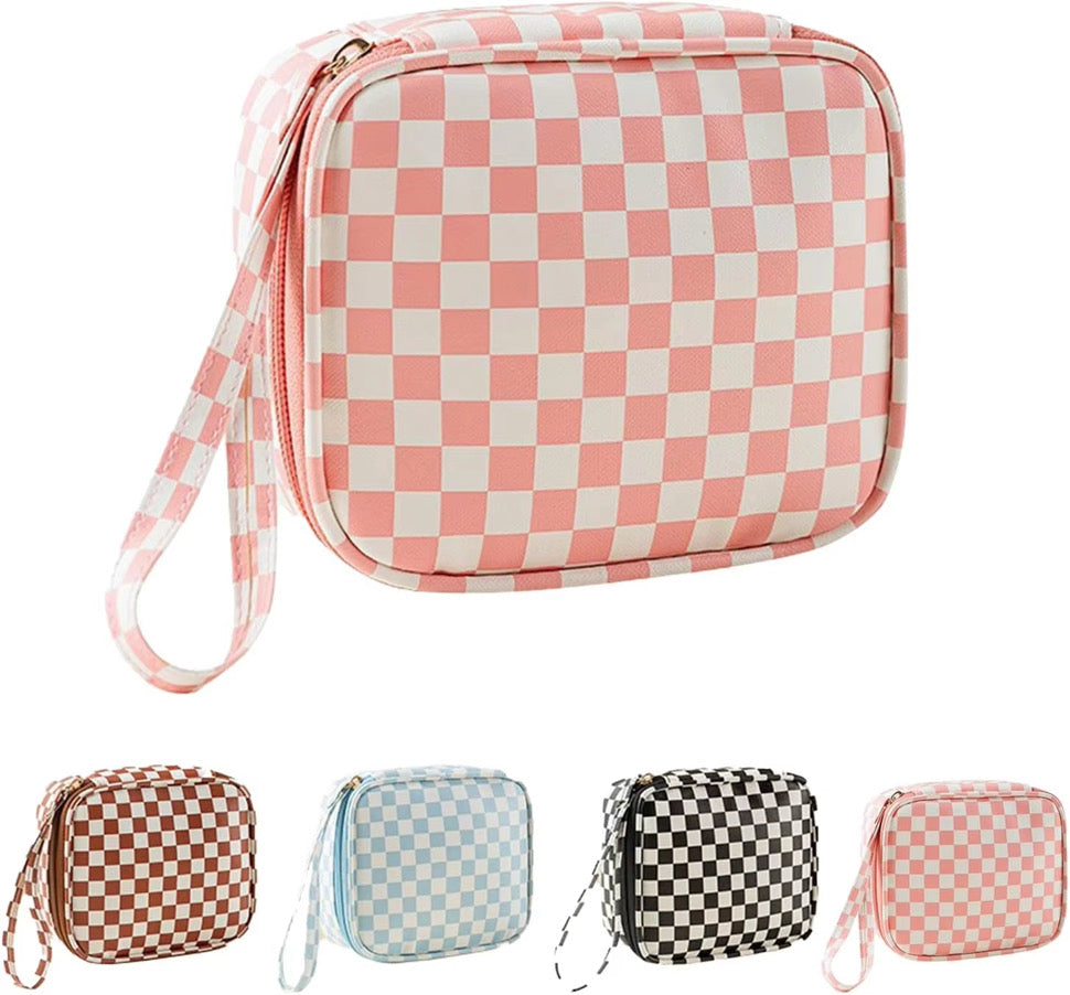 Checkered Cosmetic Zip Up