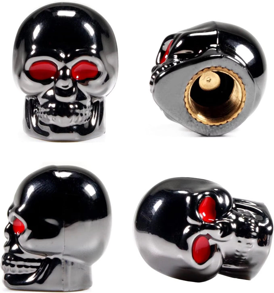 4 Piece Skull Shaped Valve Cap Set