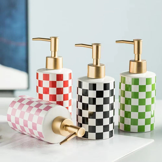 Check Yo’ Suds Checkered Soap Dispenser