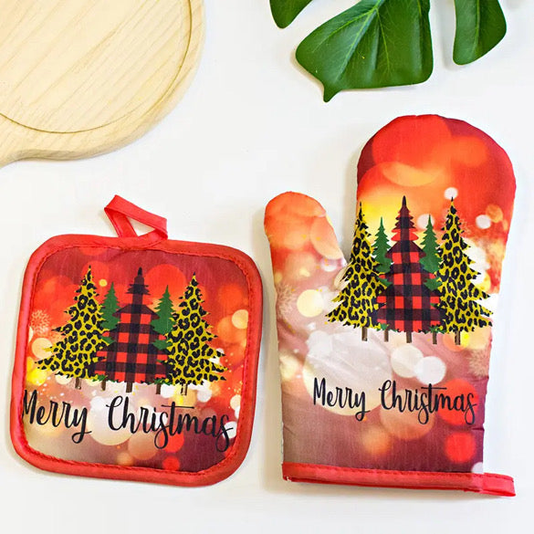 Holiday Oven Mitt and Pot holder set