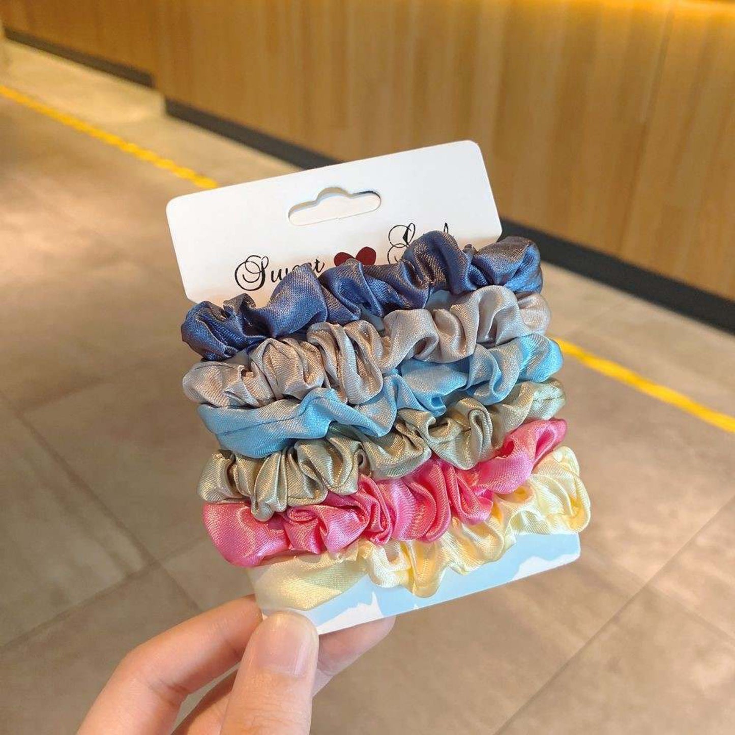 Set of 6 Satin Hair Elastics