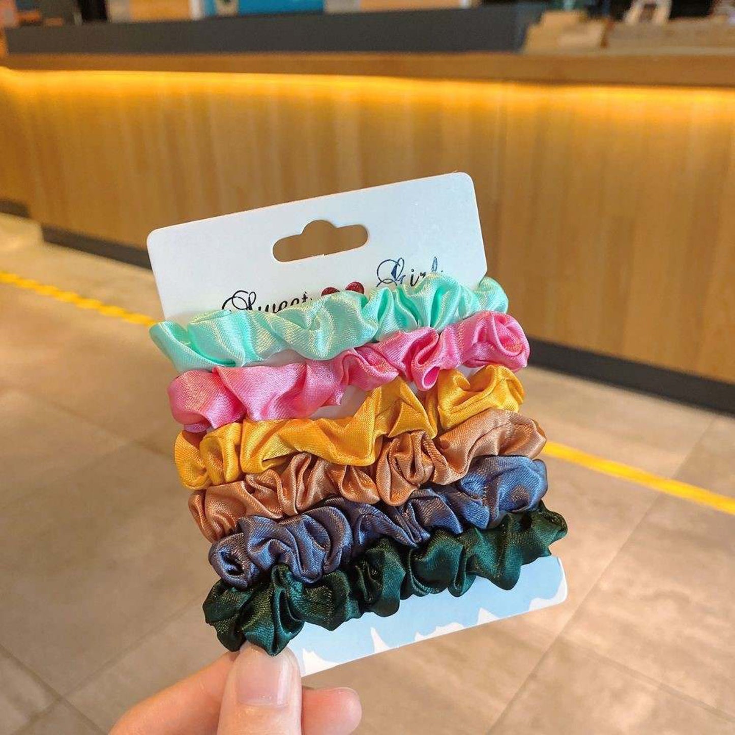 Set of 6 Satin Hair Elastics