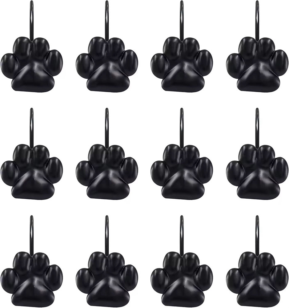 12 Piece Paw Print Shower Curtain Hooks